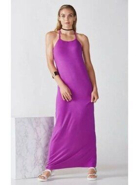 Fabletics Womens Magenta Halter Maxi Dress Medium